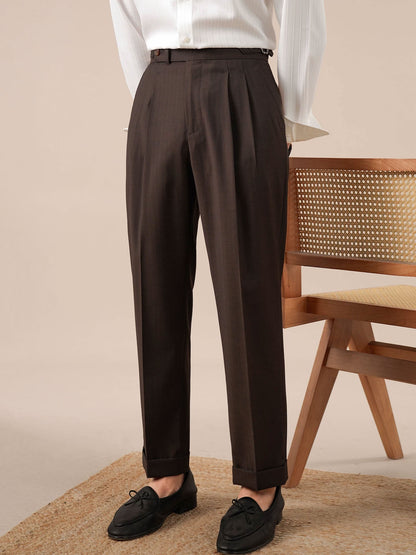Italian Neapolitan High-Waisted Double-Pleat Mens Trousers