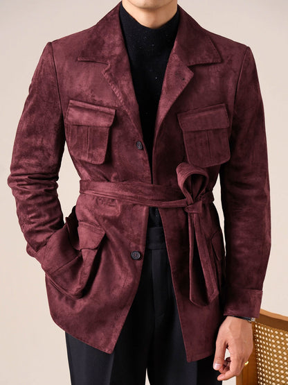 Men's Slim Fit Suede Hunting Retro Jacket