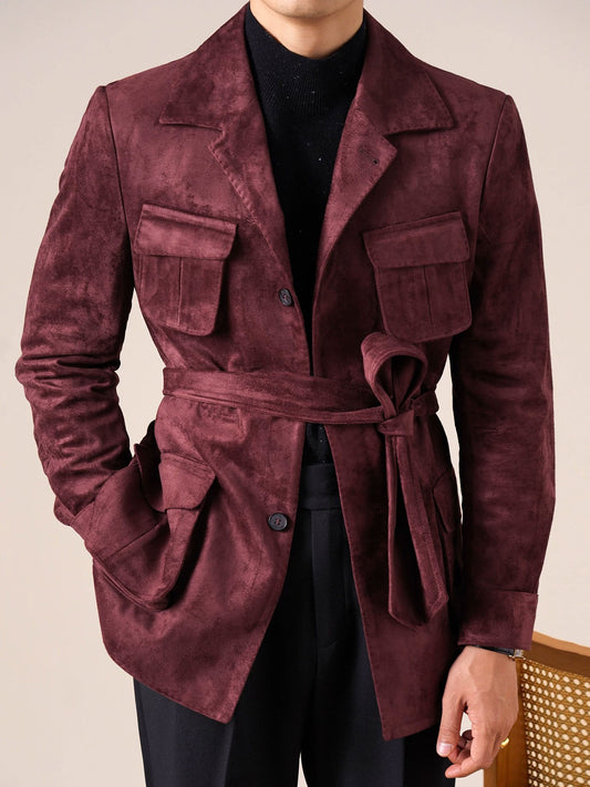 Men's Slim Fit Suede Hunting Retro Jacket