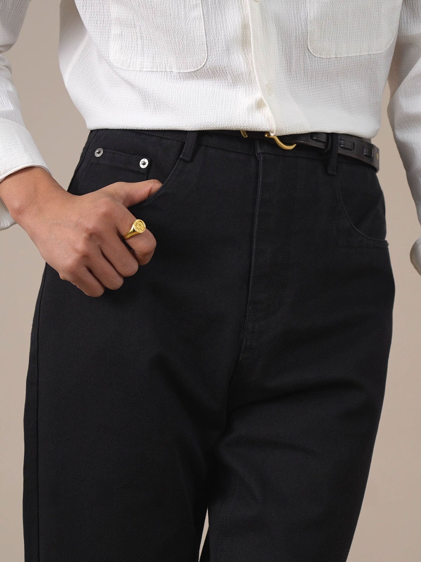 Men's High-Waist Straight-Leg Slim-Fit Jeans - BRABION