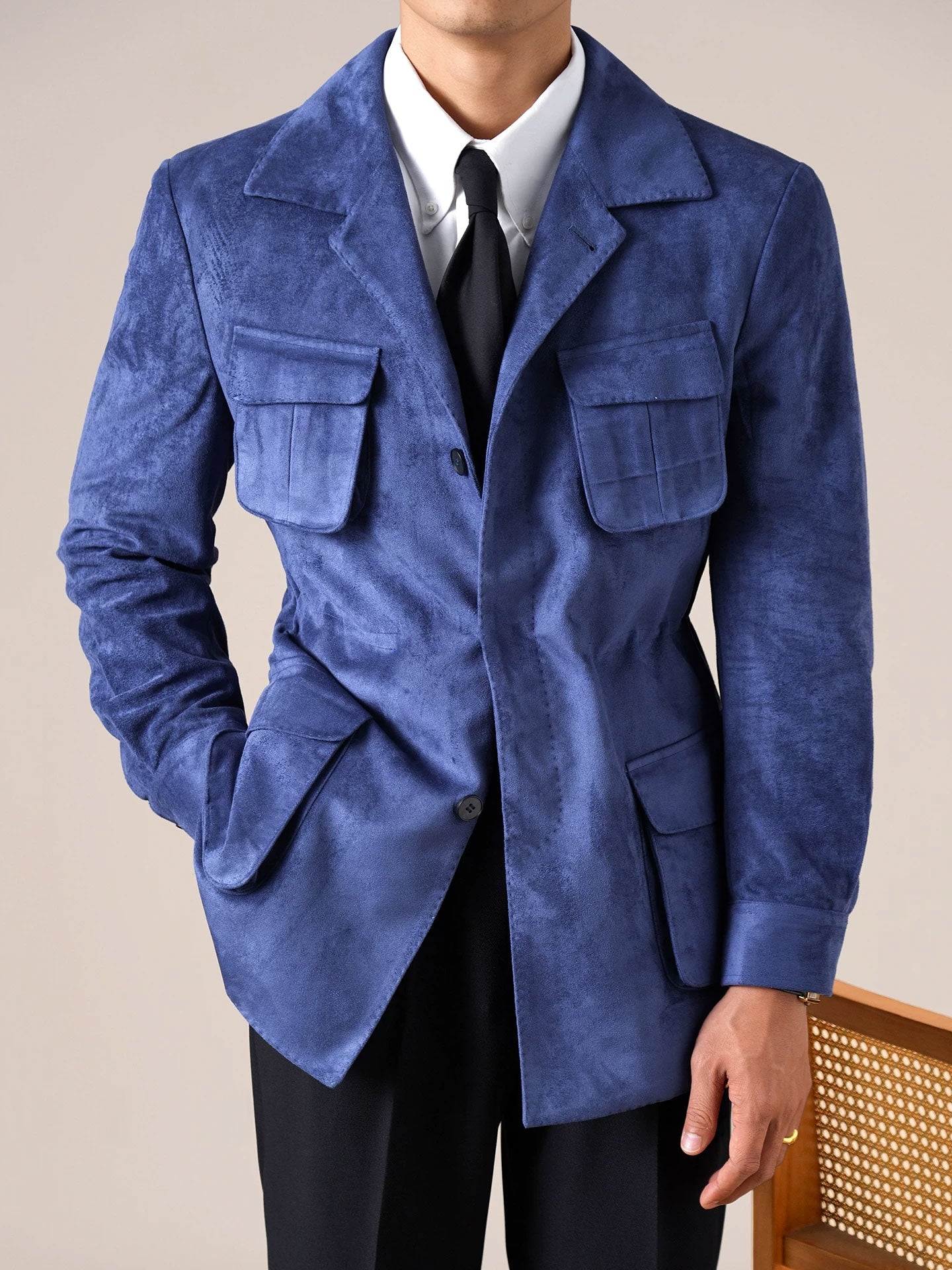 Men's Slim Fit Suede Hunting Retro Jacket