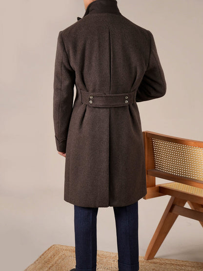 Men's Brown Peak Lapel Chester Overcoat