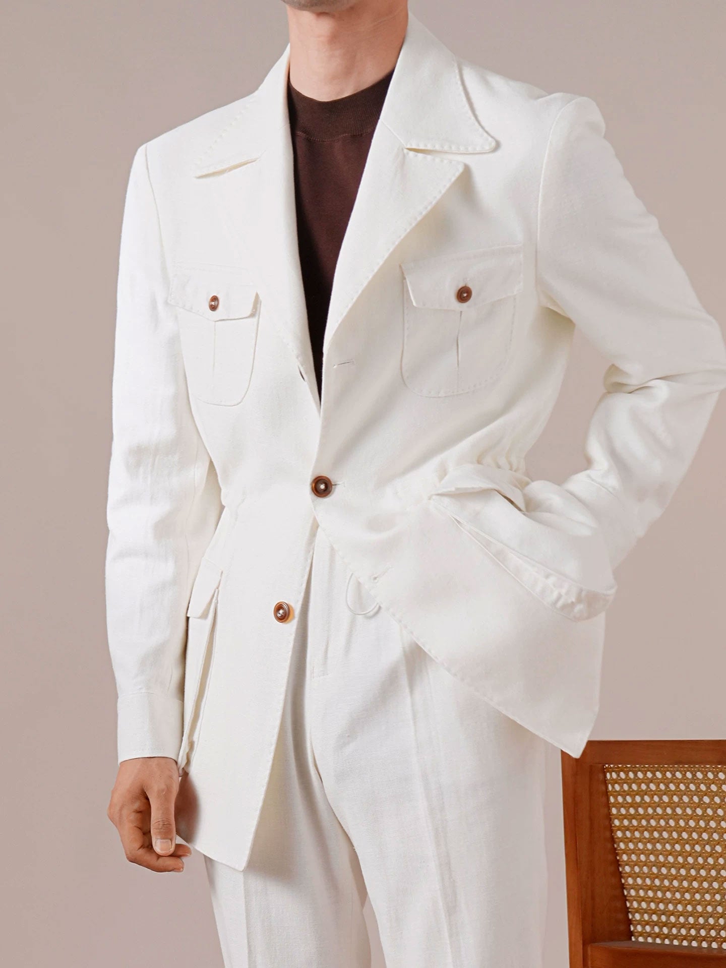 Men's Breathable Linen Italian Safari Jacket