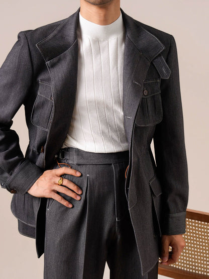 Men's Retro Vintage Denim Hunting Jacket