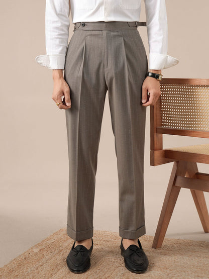 Naples Striped High-Waisted Mens Business Suit Trousers