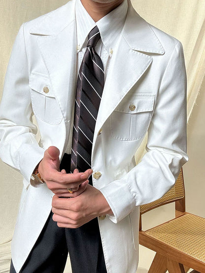 Men's Slim Fit Linen Jacket with Suit Collar