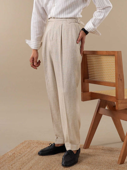 Men’s Linen-Blend Pleated Dress Pants BRABION