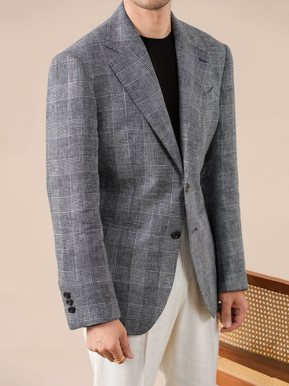 Prince Check Mens Breathable Suit Blazer