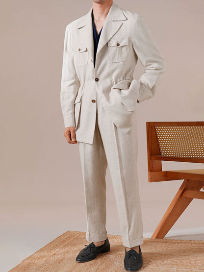 Men's Breathable Linen Italian Safari Jacket