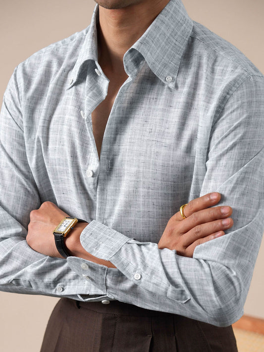 Men's Italian-Style Pointed Collar Plaid Casual Shirt