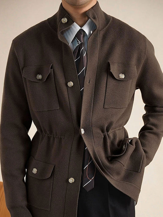 Men's Knit Hunting Stand Collar Jacket