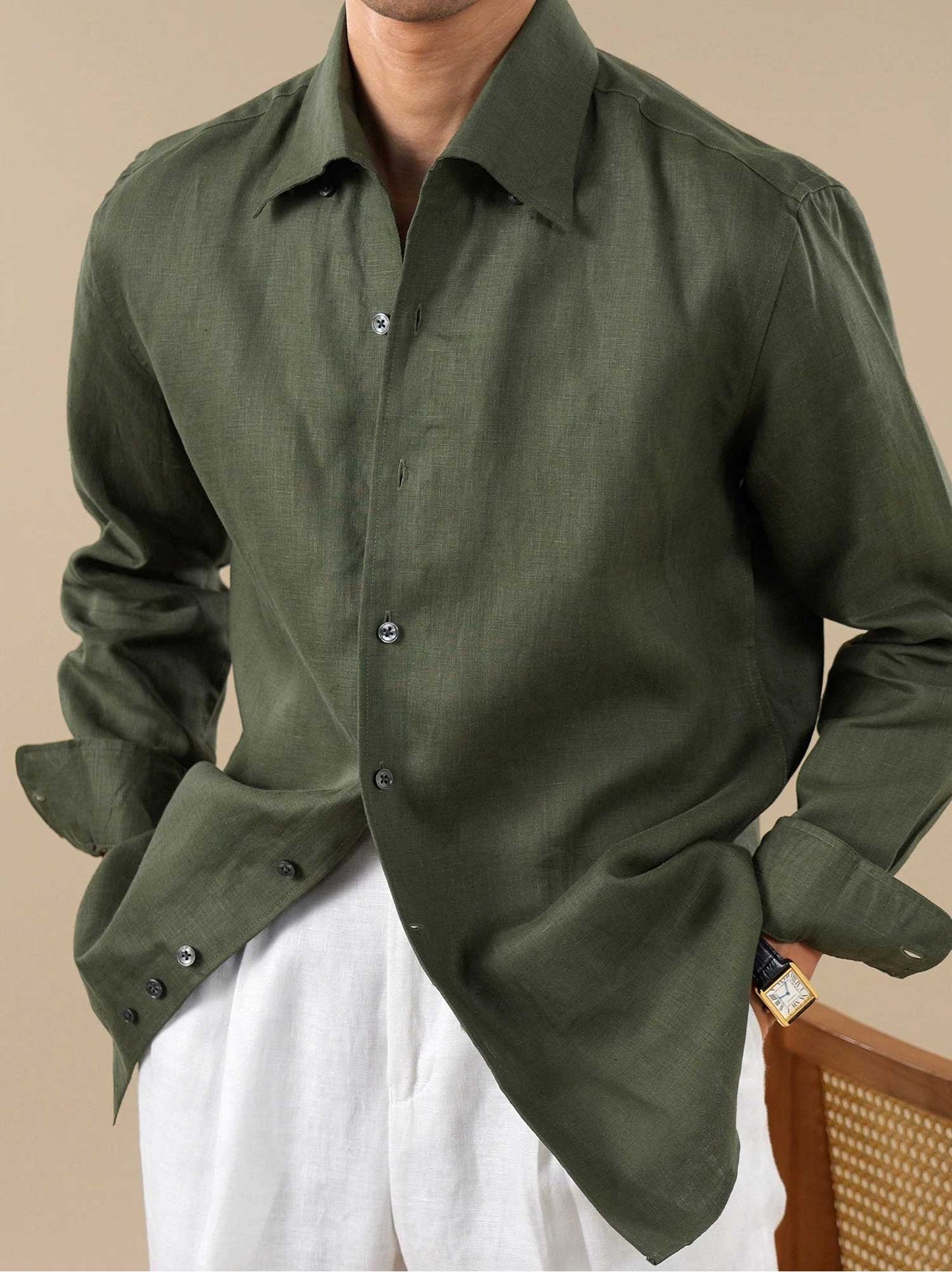 Men’s Summer Breathable Lightweight Linen Shirt BRABION