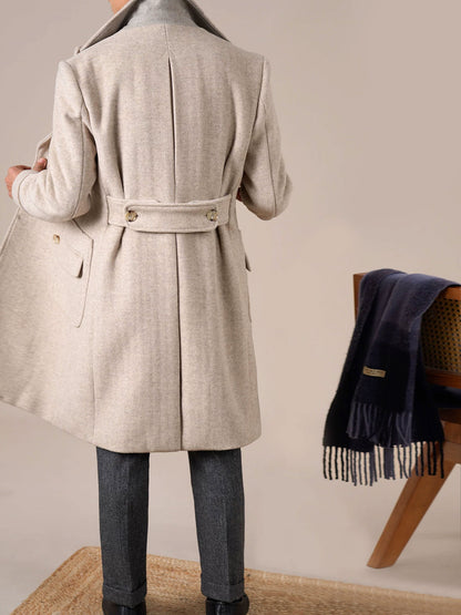 Mens Double-Breasted Ulster Collar Wool Coat