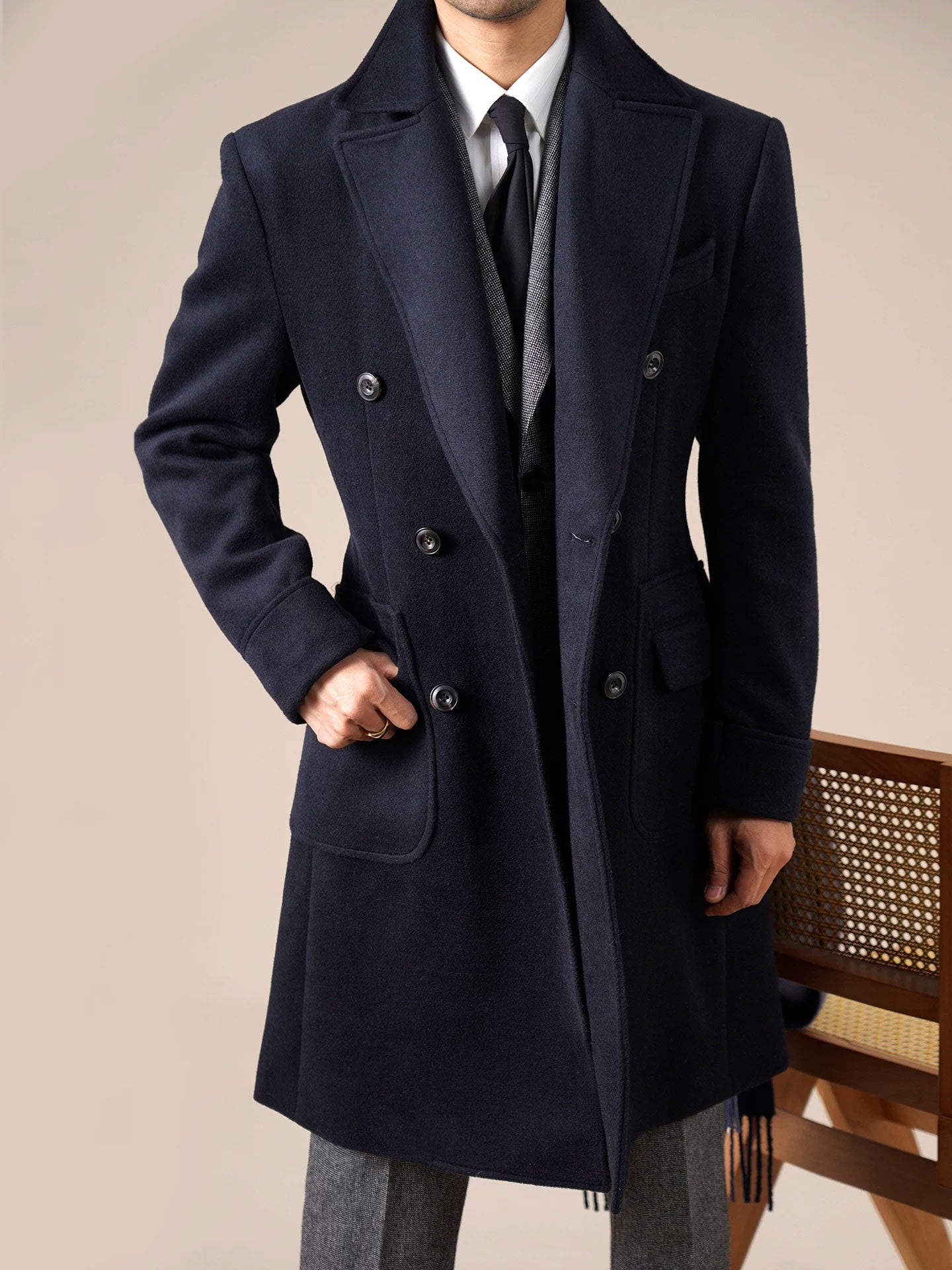 Men’s Double-Breasted Wool Ulster Collar Coat