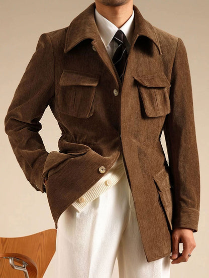 Men’s Chenille Hunting Jacket — Retro Slim Fit Casual Coat