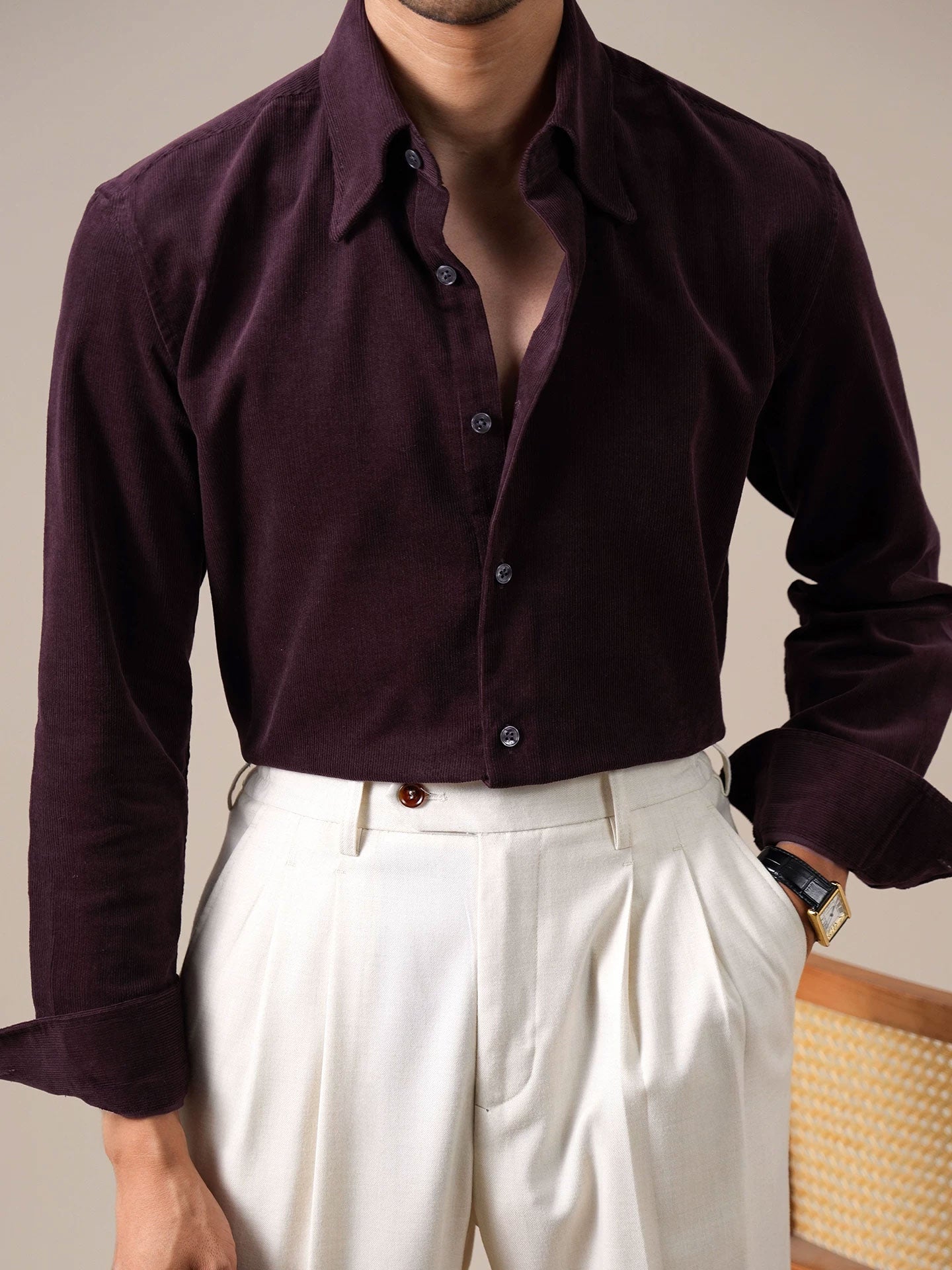 Men’s Italian-Style Corduroy Shirt—Warm Button-Down