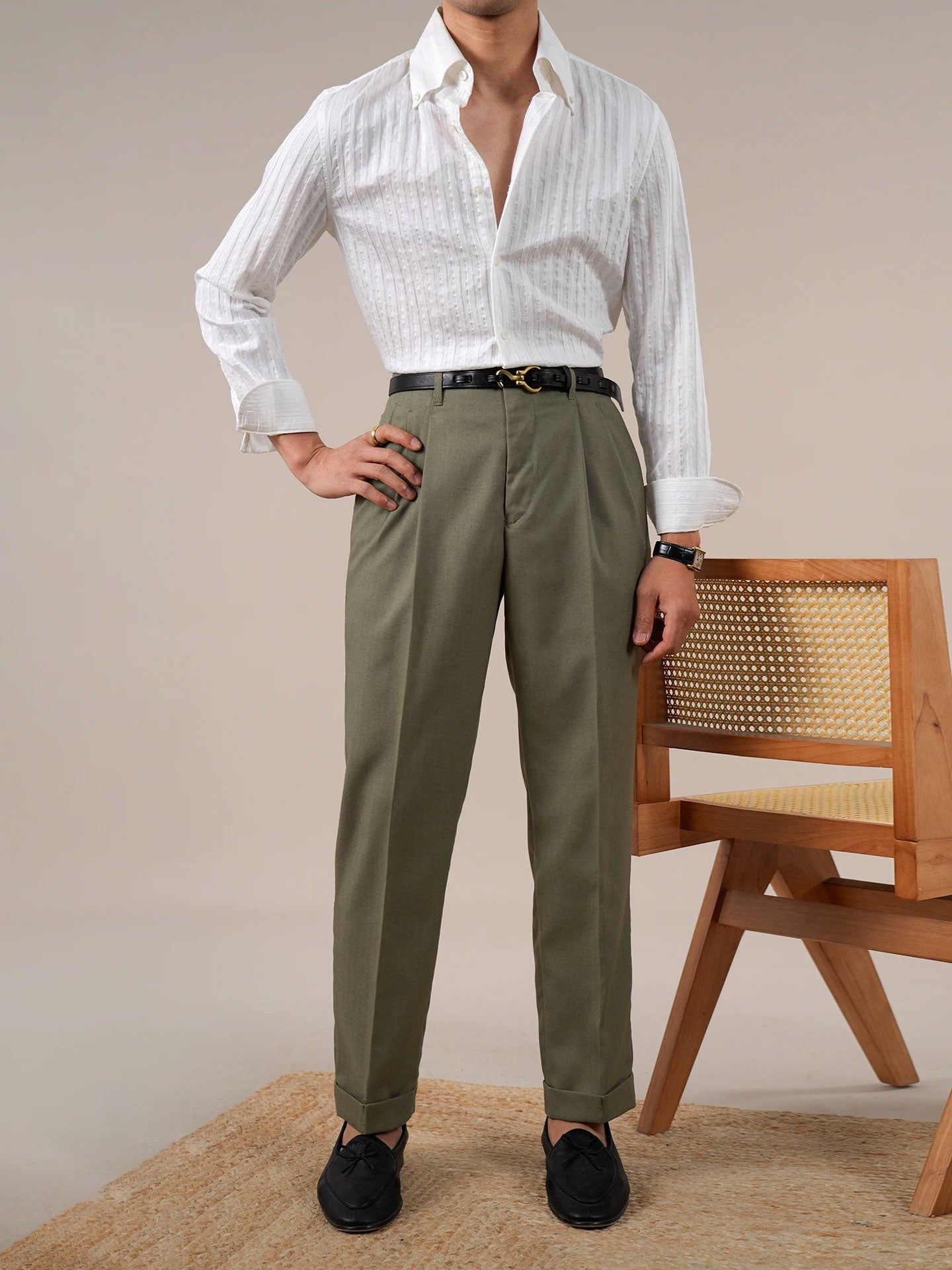 Men’s High-Waist Straight-Leg Dress Pants BRABION