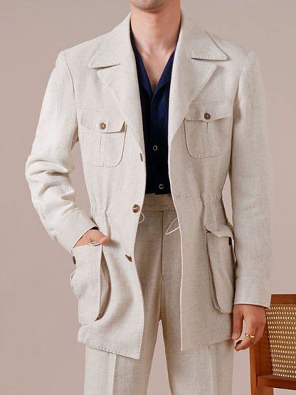 Men's Breathable Linen Italian Safari Jacket