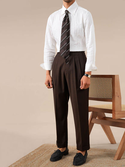 Italian Stripe Button-Up Collar Men's Dress Shirt