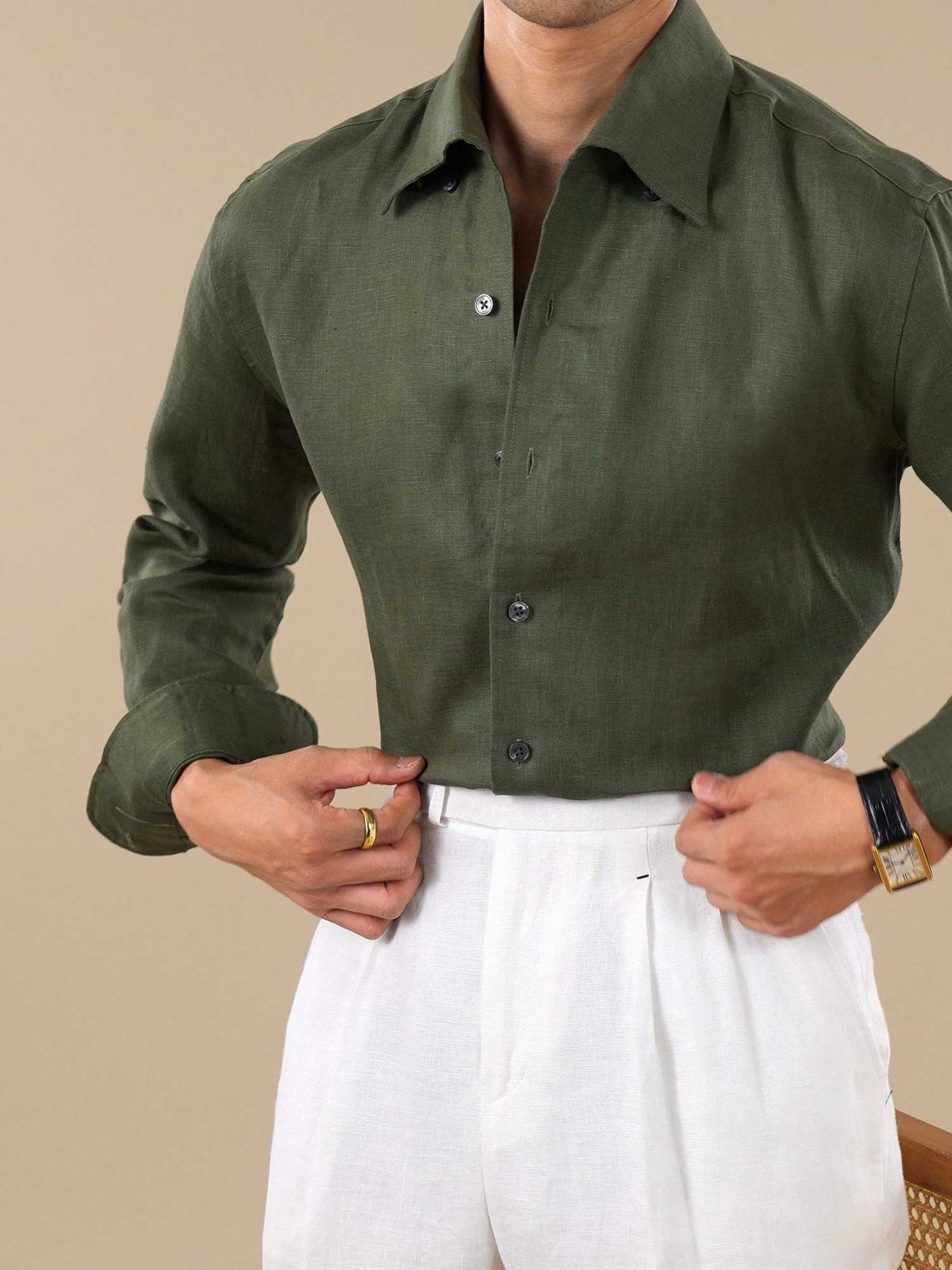Men’s Summer Breathable Lightweight Linen Shirt BRABION