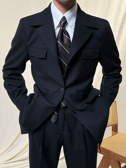 Men's Slim Fit Linen Jacket with Suit Collar