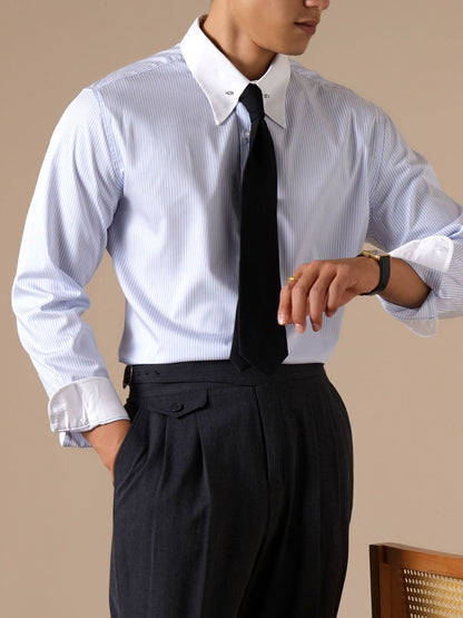 Men’s Wrinkle-Free Modal Patchwork Striped Dress Shirt