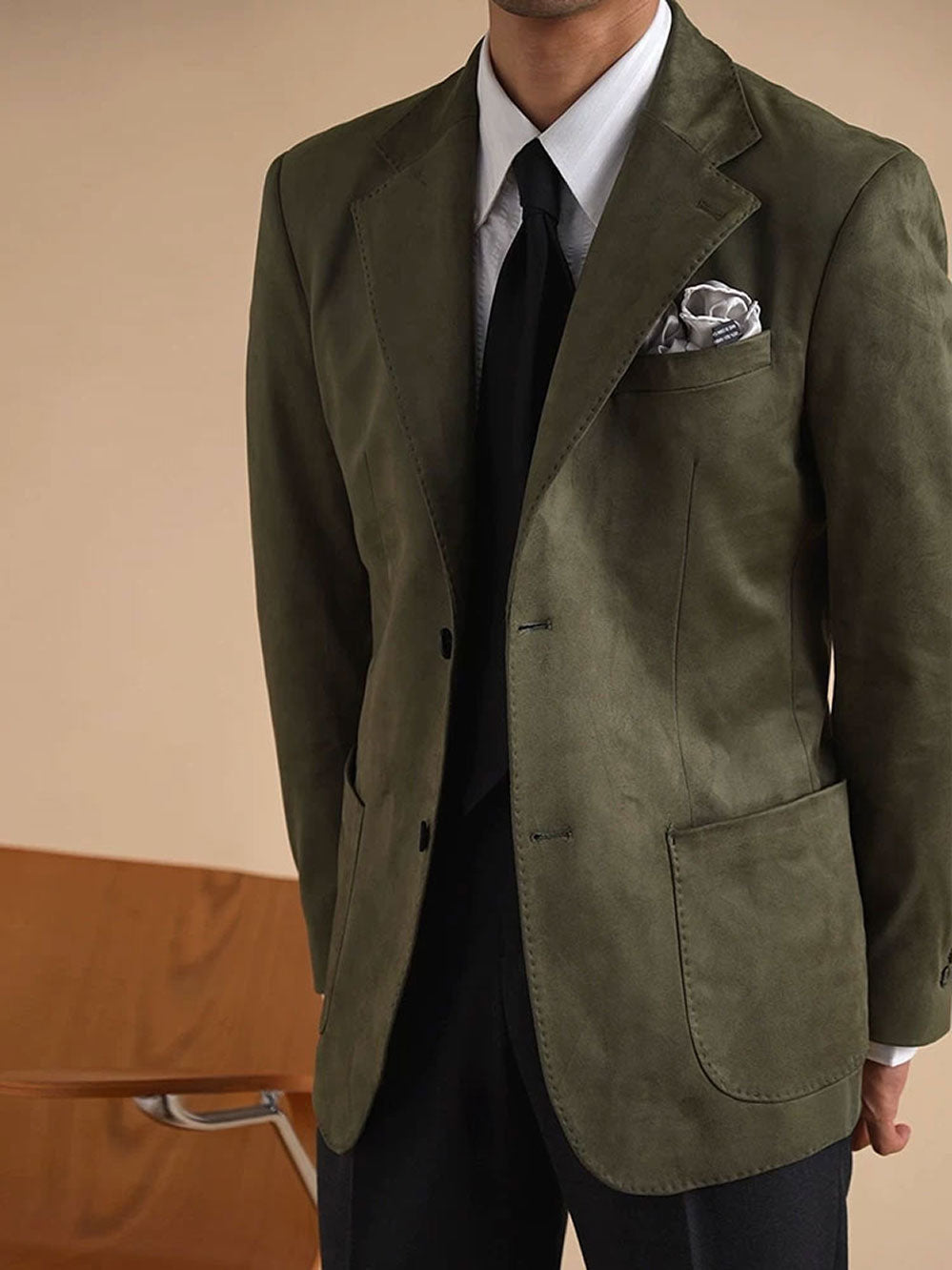 Men's Slim Fit Faux Suede Collar Blazer