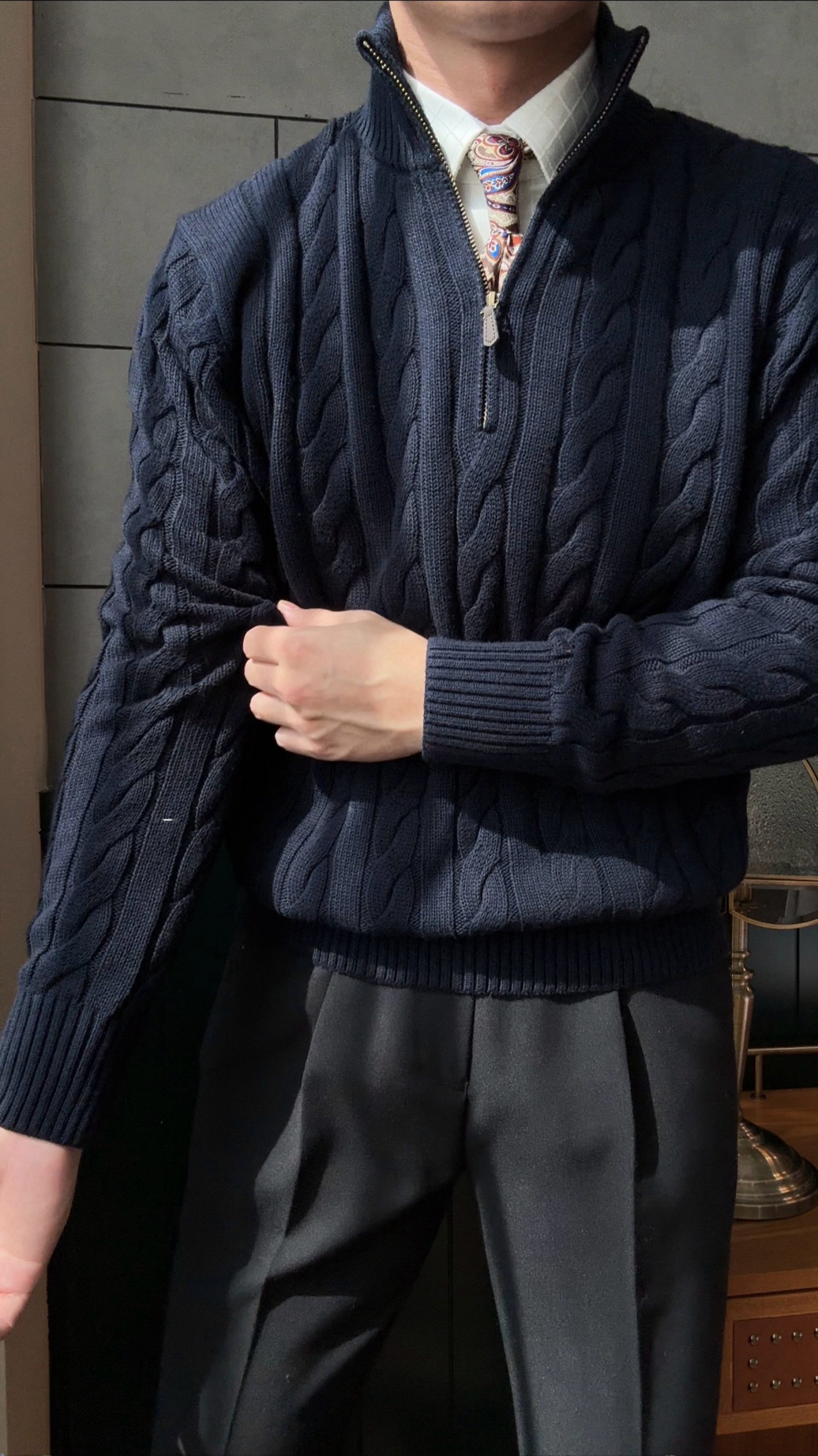 Men’s Cable Knit Half-Zip Sweater