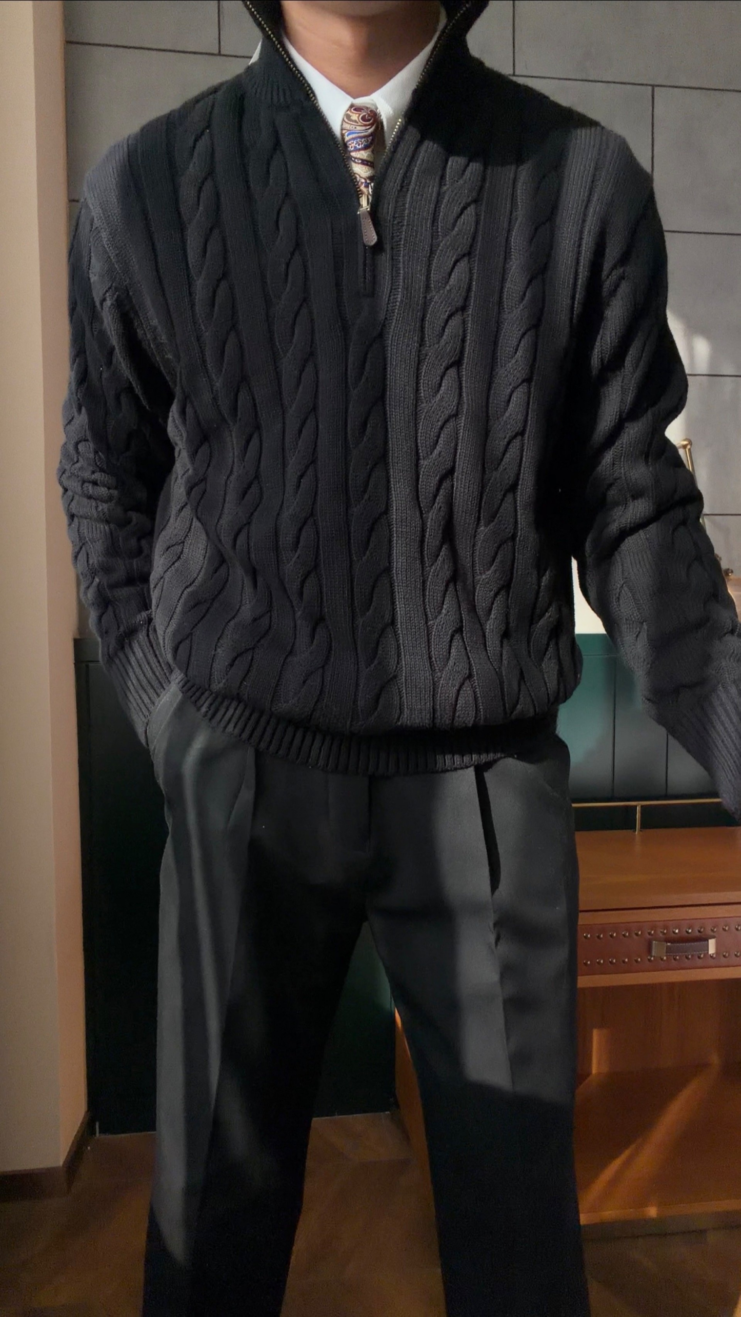 Men’s Cable Knit Half-Zip Sweater