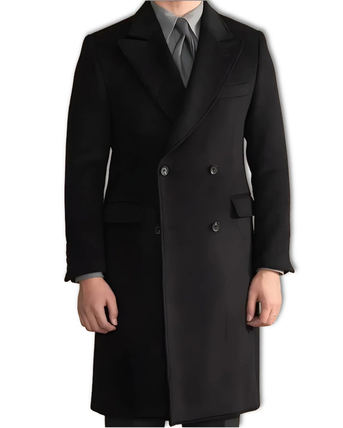 Men’s Black Wool Overcoat