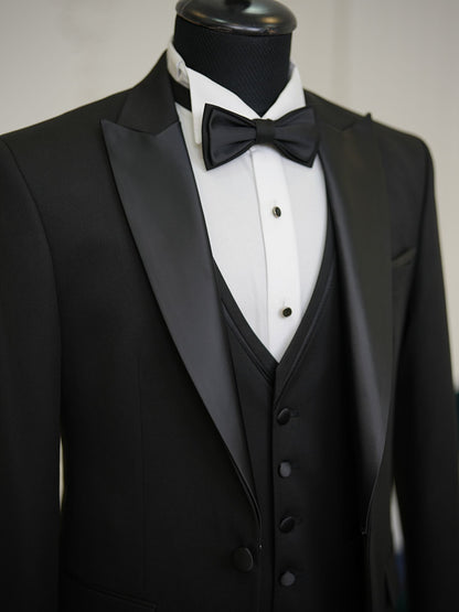 Brabion Elio Black Slim Fit Peak Lapel Tuxedo