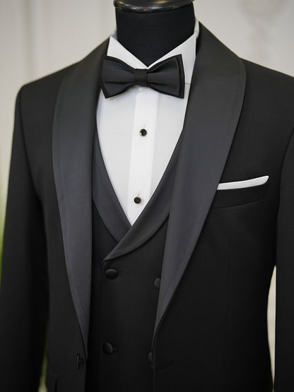 Brabion Elio Black Slim Fit Shawl Lapel Tuxedo