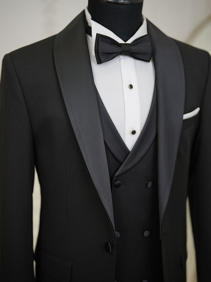 Brabion Elio Black Slim Fit Shawl Lapel Tuxedo