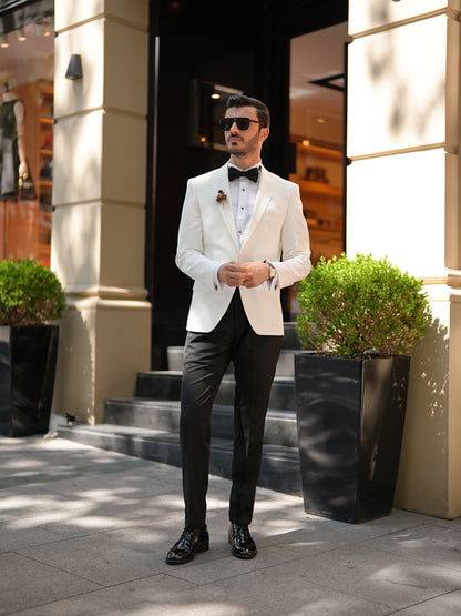 White Premium Tuxedo - Italian Style Slim Fit Groom Suit