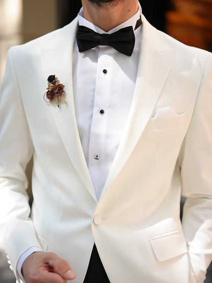 White Premium Tuxedo - Italian Style Slim Fit Groom Suit