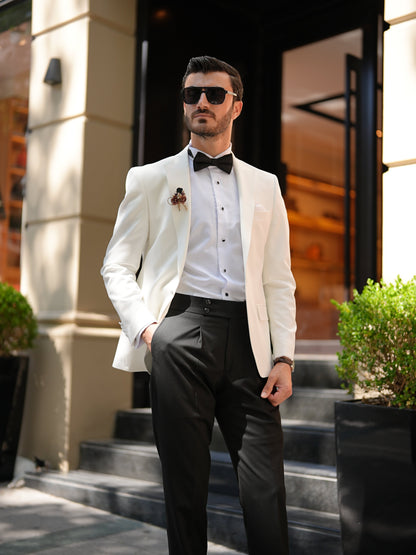 White Premium Tuxedo - Italian Style Slim Fit Groom Suit