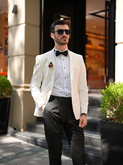 White Premium Tuxedo - Italian Style Slim Fit Groom Suit