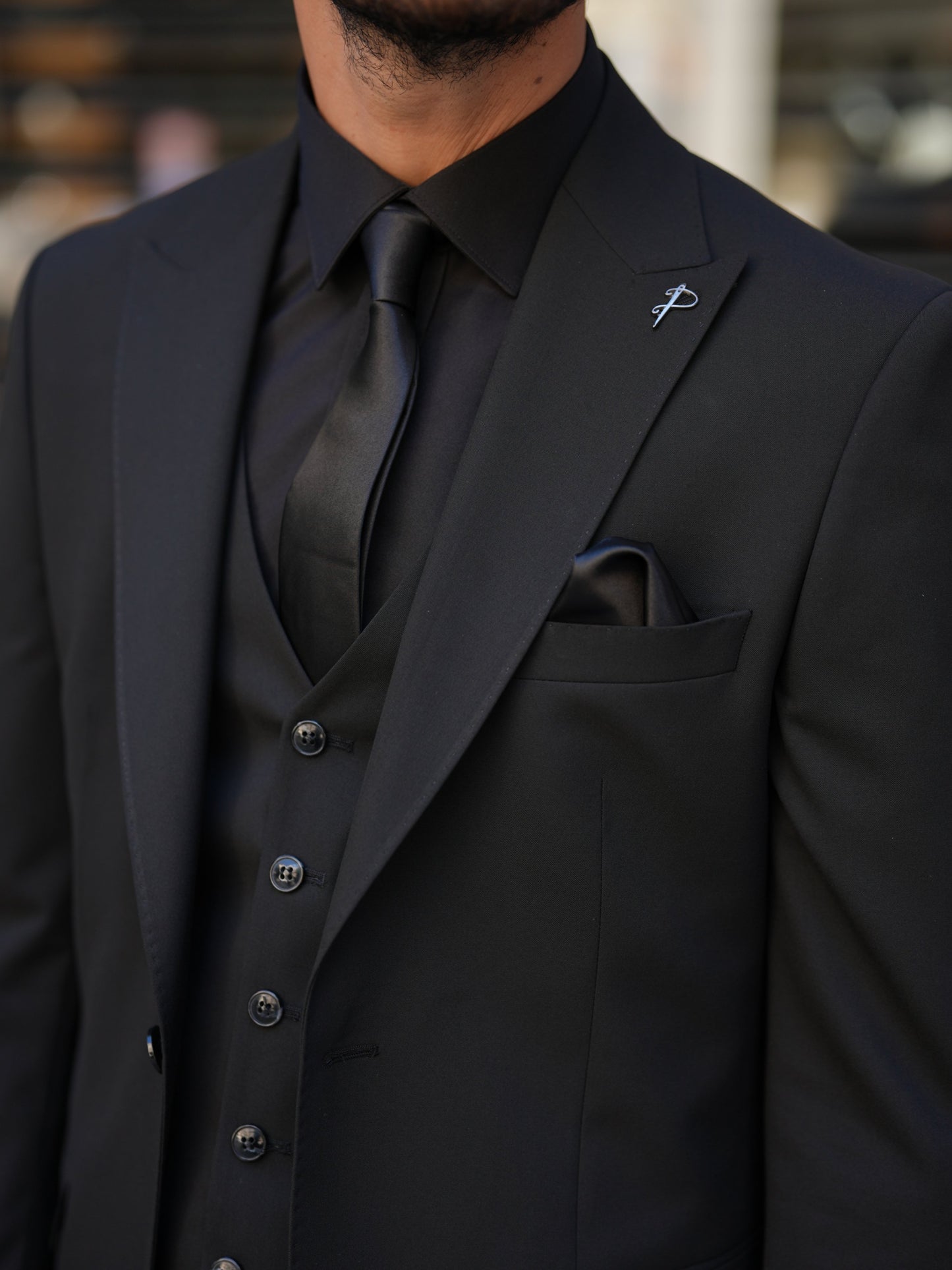 Black 3-Piece Slim Fit Italian Suit