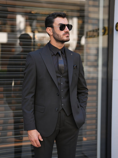 Black 3-Piece Slim Fit Italian Suit