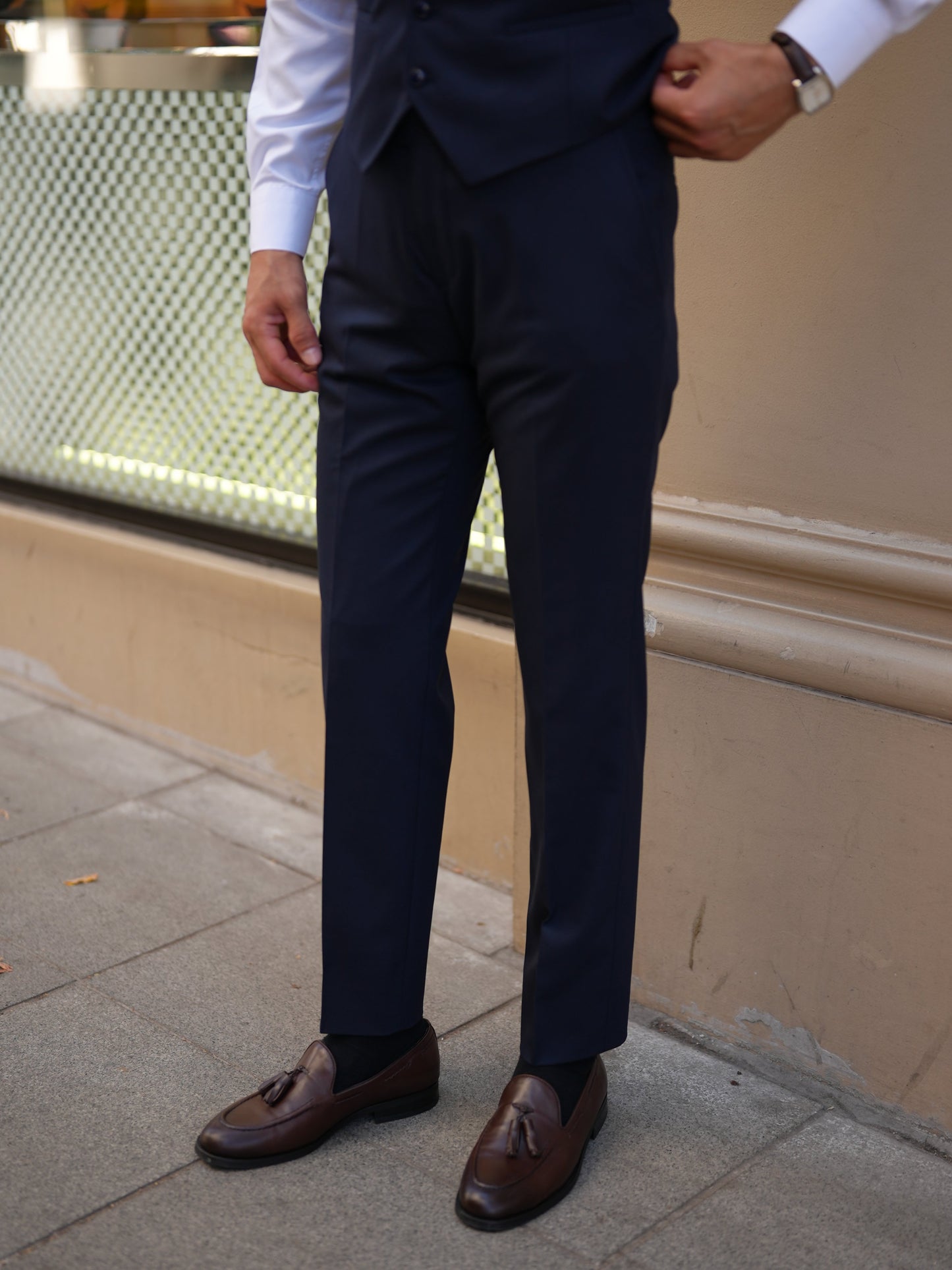 Navy Blue 3-Piece Slim Fit Italian Suit