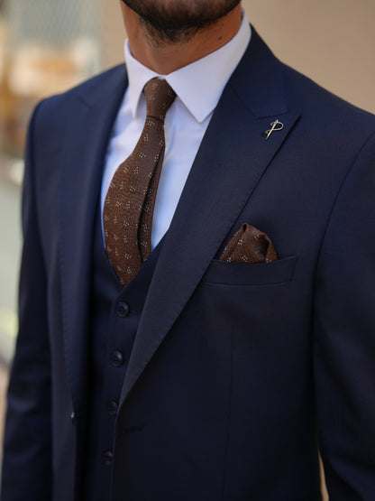 Navy Blue 3-Piece Slim Fit Italian Suit