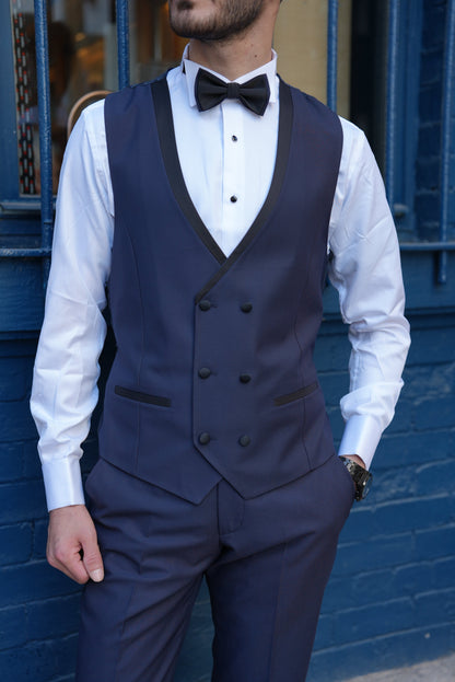 Eden Navy Blue Slim Fit Peak Lapel Tuxedo
