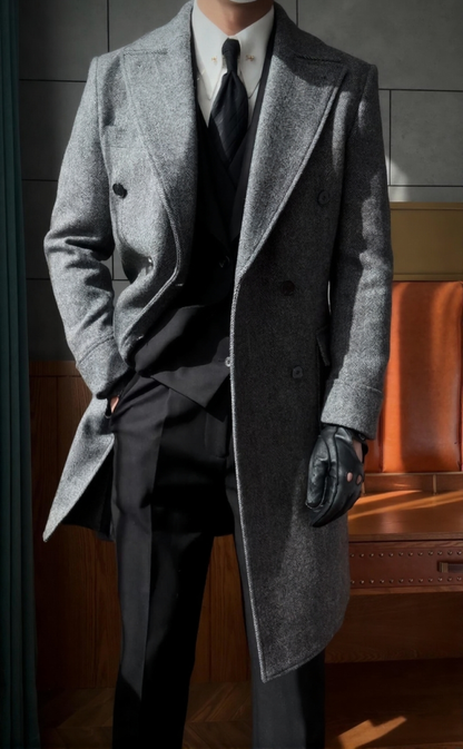 Wool Double-Breasted President Overcoat - BRABION