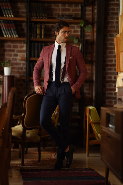 Stefano Claret Red Slim Fit Blazer