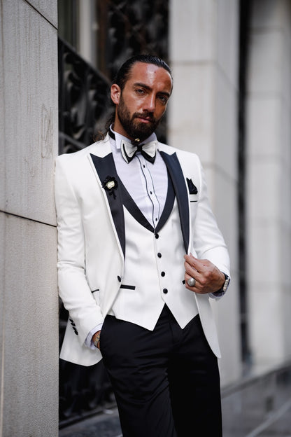 Daniel White Slim Fit Peak Lapel Tuxedo