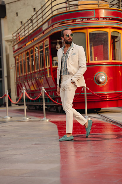 Vespo Slim Fit Beige Suit - Sophisticated Elegance for Every Occasion