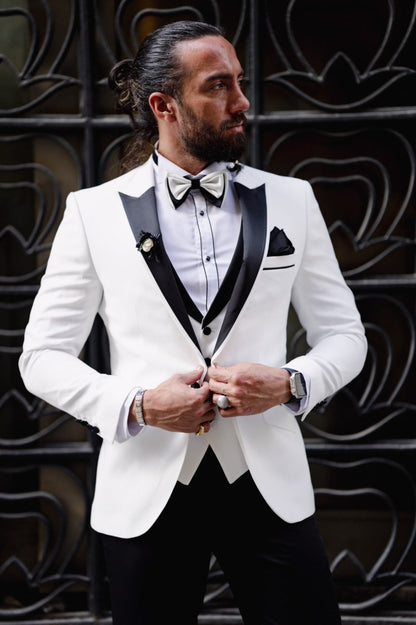 Daniel White Slim Fit Peak Lapel Tuxedo
