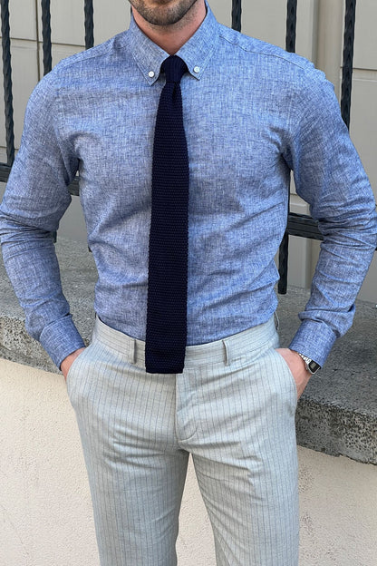 Brabion Daniel Slim-Fit Blue Cotton Shirt