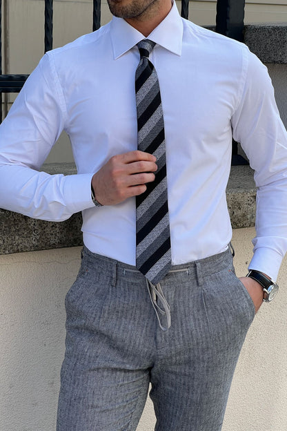 Brabion Daniel White Cotton Slim Fit Shirt