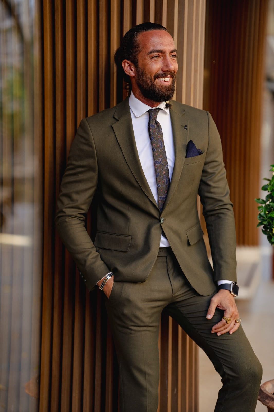 Vespo Khaki Slim Fit Suit for Sophisticated Occasions